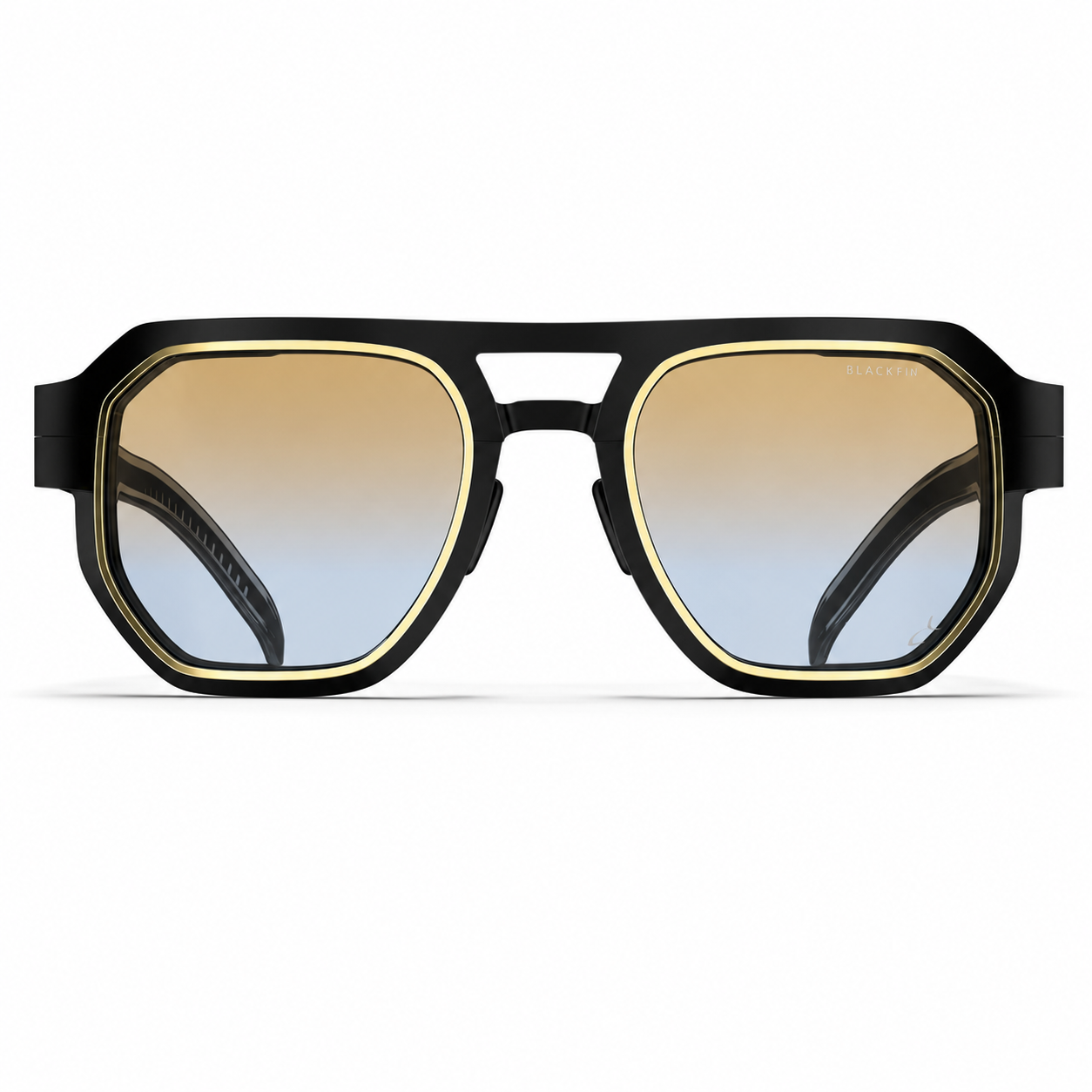 Óculos de sol Blackfin Prometheus Two em titânio preto com detalhes dourados