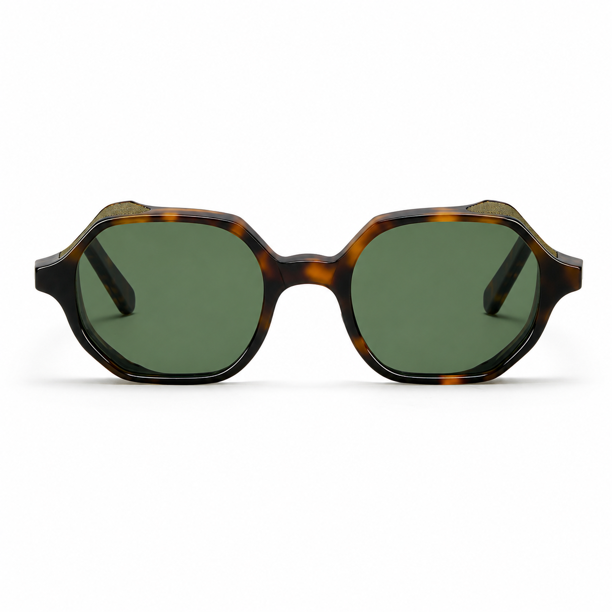 Óculos de sol L.G.R Zanzibar Explorer Skin em acetato Havana com lentes verdes e aplicações laterais em tecido Solaro