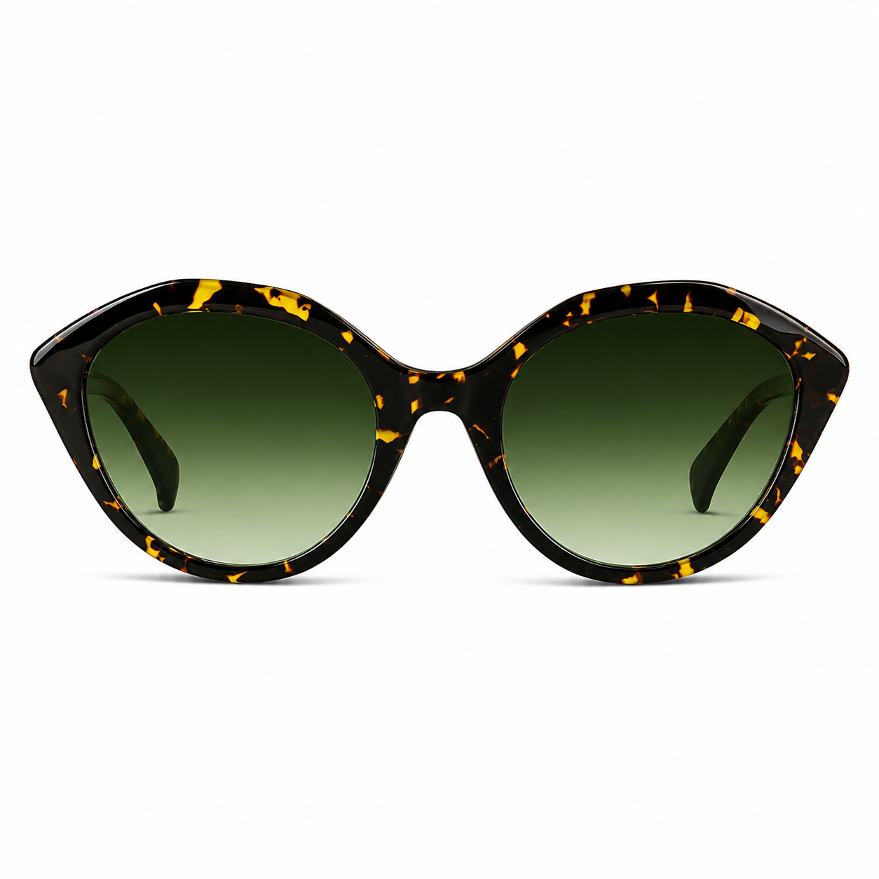 Ross & Brown Monaco VI em acetato Alma de Cuba com lentes verdes em degradé, vista frontal.