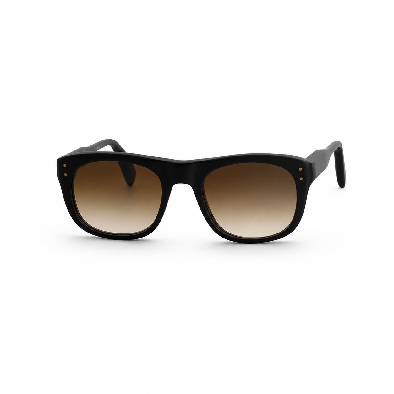 Óculos de sol Steve McQueen Race 012 em acetato preto mate com lentes Barberini castanhas degradê.